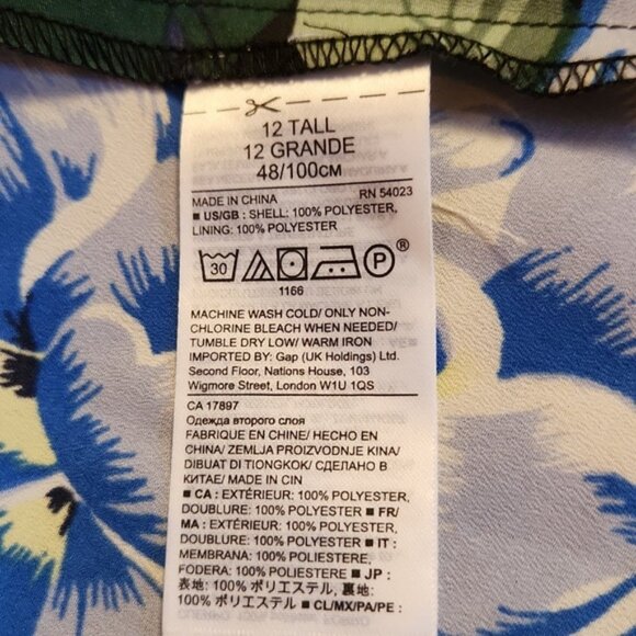 Banana Republic Navy Floral Hawaiian Strappy Dress Lined Asymmetrical 12 Tall - Picture 10 of 16